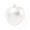 Shell Pearl Pendants, Heart Charms with Brass Findings, Real 18K Gold Plated, Lead Free & Cadmium Free, Rack Plating, Long-Lasting Plated, White, 15x17x11mm, Hole: 1mm