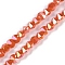 Electroplate Glass Beads Strands, Faceted, Plated AB Colors, Cone, Orange Red, 5x6.5x5mm, Hole: 1.2mm, about 95~100pcs/strand, 18.66~19.06''(47.4~48.4cm)