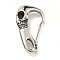 Tibetan Style 316 Surgical Stainless Steel Fittings with 304 Stainless Steel Key Ring, Skull, Antique Silver, 45.5x12.5x26mm