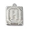 Anti-Tarnish 304 Stainless Steel Pendants, Rectangle with Letter Charm, Letter H, 24.5x18x3mm, Hole: 1.8mm