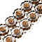 Electroplated Transparent Glass Beads Strands, Flower, Goldenrod, 14x14.5x5mm, Hole: 0.9mm, about 29pcs/strand, 15.94''(40.5cm)