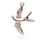 Cadmium Free & Nickel Free & Lead Free Alloy Swallow Pendants, Long-Lasting Plated, Rose Gold, 30x20x3mm, Hole: 2mm