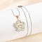 304 Stainless Steel Two Tone Pendant Necklaces for Women, Golden & Stainless Steel Color, Flower, 17.87 inch(45.4cm), Pendant: 24x22.5x5mm