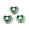 Handmade Lampwork Beads, Heart, with Enamel, Green, 15~15.5x16.5x8.5~9.5mm, Hole: 1.4mm