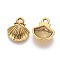 Tibetan Style Alloy Charms, Lead Free and Cadmium Free, Shell, Antique Golden, 14x11.8x2.8mm, Hole: 2mm