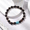 Natural Lava Rock & Rudraksha & Coconut & Howlite Beads Stretch Couples Bracelets for Men, Inner Diameter: 2-3/8 inch(6cm)