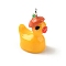 Opaque Resin Pendants, Duck Charm, with Platinum Iron Loop, Gold, 23x17x16mm, Hole: 2mm