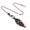 Gemstone & Resin Hexagonal Pointed Dowsing Pendulums, Cone, Red Copper, 250mm