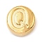 304 Stainless Steel Beads, Flat Round with Letter, Golden, Letter Q, 7x3.5mm, Hole: 1.7mm
