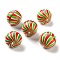 Printed Wood European Beads, Round with Spiral Laid, Colorful, 19.5~20x18mm, Hole: 5mm