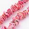 Natural Shell Bead Strands, Dyed, Nuggets, Hot Pink, 10~20x8~12x3~6mm, Hole: 1mm, about 15.7 inch
