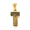 Golden 304 Stainless Steel Pendants, Bark Pattern, Letter T, 18x9.5x2.5mm, Hole: 5.5x3mm