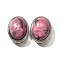 Natural Rhodonite Multi-Strand Links, Oval, Cadmium Free & Lead Free, Platinum, 21x16.5x11.5mm, Hole: 3mm