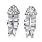 Brass Micro Pave Clear Cubic Zirconia Pendants, Fish, Platinum, 24x9x5mm, Hole: 2.5x5mm