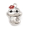 Alloy Enamel Charms, Snake with Flower Charm, Platinum, 15x11x6mm, Hole: 1mm