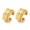 Brass Micro Pave Cubic Zirconia Cuff Earrings, Real 18K Gold Plated, 16x8mm