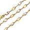 304 Stainless Steel Dapped Chains, with Enamel, Soldered, with Spool, Real 18K Gold Plated, White, 2mm
