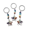 Star Brass Mixed Stone Keychains, with Iron, Platinum , 96~100mm
