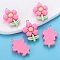Resin Pendants, Flower, with Platinum Tone Loop, Hot Pink, 30x20mm