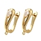 Rack Plating Brass Micro Pave Cubic Zirconia Hoop Earring Findings, Long-Lasting Plated, Lead Free & Cadmium Free, with Loop, Real 18K Gold Plated, 18.5x15x5.5mm, Hole: 1.2mm, Pin: 0.8x11mm