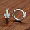 925 Sterling Silver Butterfly Hoop Earrings, with Clear Cubic Zirconia, Silver, 12x6mm