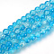 Baking Painted Transparent Crackle Glass Round Bead Strands, Deep Sky Blue, 6.5mm, Hole: 1.5mm, about 135~140pcs/strand, 31.4 inch