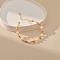 Brass & Imitation Pearl Round Beaded Bracelets for Women, Real 18K Gold Plated, White, Inner Diameter: 6-1/2 inch(16.5cm)