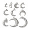 10Pcs 304 Stainless Steel Pendants, Moon, Stainless Steel Color, 13~34x8.5~23x2~3mm, Hole: 1.5~2.5mm