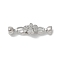 Brass Micro Pave Cubic Zirconia Fold Over Clasps, Flower, Real Platinum Plated, 10.5mm