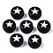Opaque Acrylic Beads, Flat Round with Star, White & Black, 7x3.5~4mm, Hole: 1.2mm, about 3700pcs/500g