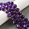Natural Quartz Dyed Beads Strands, Faceted, with Seed Beads, Twist, Indigo, 10x9~10x9~10mm, Hole: 1mm, about 33~34pcs/strand, 15.04''~15.35''(38.2~39cm)