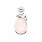 Natural Rose Quartz Pendants, Teardrop Charms with Sunflower, 42x24x6mm