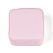 Square PU Leather Jewelry Set Box, Travel Portable Jewelry Case, Zipper Storage Boxes, for Necklaces, Rings, Earrings and Pendants, Misty Rose, 10x10x5cm