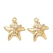 Brass Micro Pave Cubic Zirconia Charms, Nickel Free, Real 18K Gold Plated, Starfish, 16x15x5mm, Hole: 1.2mm