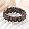 Handmade Millefiori Lampwork Beaded Stretch Bracelets for Men Women, Oval, Coffee, 5/8~3/4x1/2 inch(1.7~1.75x1.35cm), Inner Diameter: 1-7/8~2-1/8 inch(4.75~5.4cm)