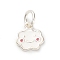 925 Sterling Silver White Enamel Charms, with Jump Rings and 925 Stamp, Silver Color Plated, Cloud, 14x9x1mm, Hole: 3.5mm