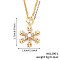 Elegant Brass Micro Pave Clear Cubic Zirconia Snowflake Hoop Earrings & Pendant Necklaces for Women, Golden, 15.75 inch(40cm)
