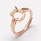 Adjustable 925 Sterling Silver Solitaire Ring Settings, Finger Ring Components, Oval, Rose Gold, Tray: 10x8mm, 17mm