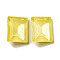 Glass Rhinestone Cabochons, Point Back & Back Plated, Faceted, Rectangle, Jonquil, 10x8x5mm
