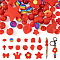 92Pcs Transparent Silicone Focal Beads, Mixed Shapes, Red, 12~35x12~35x5.5~15mm