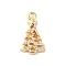 Brass Micro Pave Cubic Zirconia Charms, Christmas Tree, Golden, 12.5x7x2mm, Hole: 1.2mm