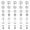 240Pcs 4 Style 304 Stainless Steel Rhinestone Claw Settings, Mixed Shapes, Stainless Steel Color, 60pcs/style