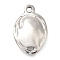 Anti-Tarnish 304 Stainless Steel Pendants, Oval Charm, Stainless Steel Color, 19x13x3.5mm, Hole: 1.6mm