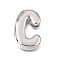 Brass Slide Charms, Letter, Stainless Steel Color, Letter C, 25x15.5x5mm, Hole: 11x2.5mm