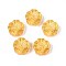 Transparent Glass Beads, Flower, Golden Metal Enlaced, Gold, 14~14.5x5.5~6mm, Hole: 1~1.2mm
