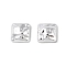 CCB Plastic Cabochons, Square, Platinum, 13x13x6mm