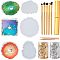 DIY Cup Mat Resin Casting Silicone Molds Kits, with Foil Paper, Bamboo Nonslip Anti-Static Pointed Tip Tweezer Repair Tool and Artificial Fiber Horse Hair Eye Brush Set, Mixed Color, 120x120x12mm