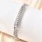 Brass Micro Pave Clear Cubic Zirconia Rectangle Link Bracelets, Curb Chain Bracelets for Women, Rack Plating, Long-Lasting Plated, Lead Free & Cadmium Free, Platinum, Moon, 7-3/8 inch(18.7cm)