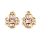 Brass Micro Pave Cubic Zirconia Pendants, Clover Charms, Real 18K Gold Plated, Pink, 9.5x7.5x3mm, Hole: 1mm