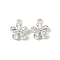 Brass Micro Pave Cubic Zirconia Charms, Flower, 925 Sterling Silver Plated, Clear, 11x8x4.5mm, Hole: 1mm